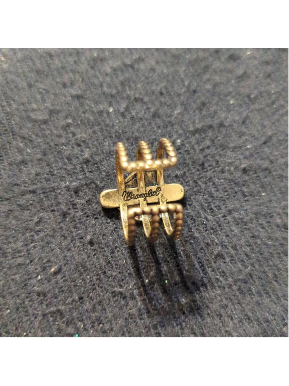 Wrangler Gold Tone Clear Rhinestone Cactus Statement Ring - size 8